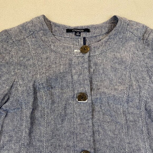 Chadwick's Women's Blazer Jacket Size 14 Linen Blend Blue Heather Button-Front - Picture 7 of 11